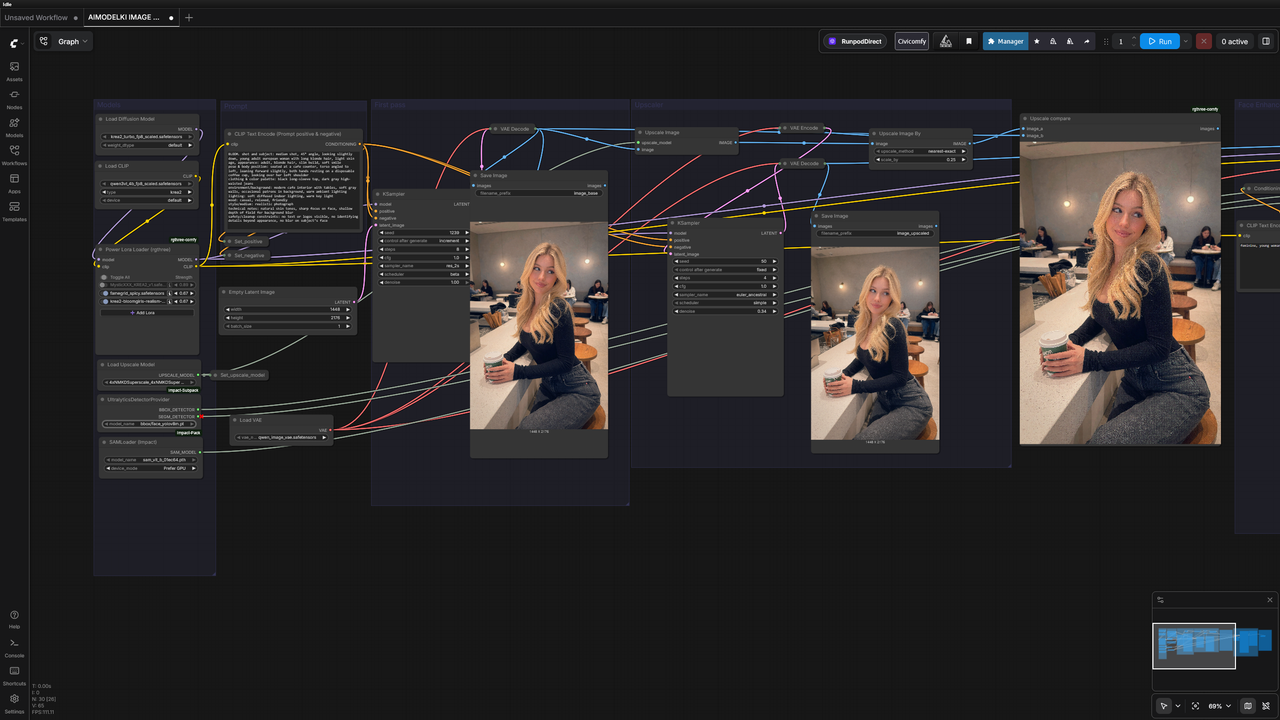 Zrzut: workflow otwarty w ComfyUI